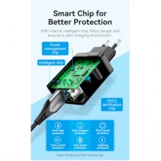 Зарядний пристрій Vention 2xUSB 36 W (2xUSB-A) QC3.0 black (FBAB0-EU) - Фото