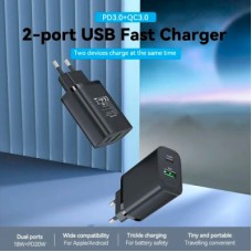 Зарядний пристрій Vention 2xUSB 38 W (USB-C+USB-A) PD+QC3.0 black (FBIB0-EU) - Фото