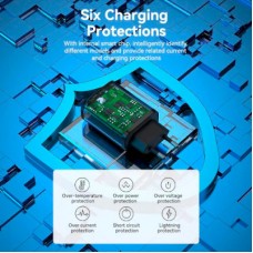 Зарядний пристрій Vention 2xUSB 38 W (USB-C+USB-A) PD+QC3.0 black (FBIB0-EU) - Фото