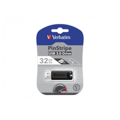 USB флеш накопитель Verbatim 32GB PinStripe Black USB 3.0 (49317)