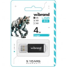 USB флеш накопитель Wibrand 4GB Cougar BlackUSB 2.0 (WI2.0/CU4P1B) - Фото