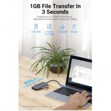 Концентратор Vention USB 3.1 Type-C to HDM/USB 3.0х3//PD 100W 5-in-1 (THFHB) - Фото