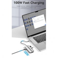 Концентратор Vention USB 3.1 Type-C to HDMI 4K60Hz/USB 3.0x3/PD 100W 5-in-1 (TQDHB) - Фото