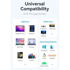 Концентратор Vention USB 3.1 Type-C to HDMI 4K60Hz/USB 3.0x3/PD 100W 5-in-1 (TQDHB) - Фото
