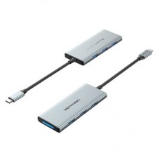 Концентратор Vention USB 3.1 Type-C to HDMI/USB 3.0x3/SD/TF/PD 100W 7-in-1 (TOPHB) - Фото