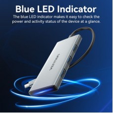 Концентратор Vention USB 3.1 Type-C to HDMI/USB 3.0x3/SD/TF/PD 100W 7-in-1 (TOPHB) - Фото
