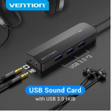 Концентратор Vention USB 3.0 to 3хUSB 3.0/2хTRS Audio/USB Micro 1.0m (CHIBF) - Фото