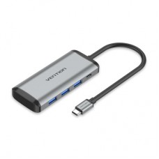 Концентратор Vention USB 3.1 Type-C to 3хUSB 3.0/TF/SD/PD 87W 6-in-1 (TGRHB) - Фото