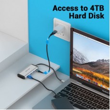 Концентратор Vention USB 3.1 Type-C to 3хUSB 3.0/TF/SD/PD 87W 6-in-1 (TGRHB) - Фото