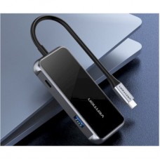 Концентратор Vention USB 3.1 Type-C to 4хUSB 3.0/PD 87W 5-in-1 Gray Mirrored Surface (TFDHB) - Фото