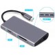 Концентратор Dynamode USB3.1 Type-C to HDMI, 3xUSB3.0, RJ45, USB Type-C Female, SD