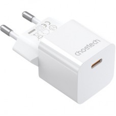 Зарядний пристрій Choetech GaN USB-C 20 W QC 3.0/PD/PPS (PD5010-EU-WH)