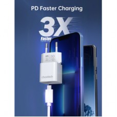 Зарядний пристрій Choetech GaN USB-C 20 W QC 3.0/PD/PPS (PD5010-EU-WH) - Фото