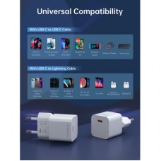 Зарядний пристрій Choetech GaN USB-C 20 W QC 3.0/PD/PPS (PD5010-EU-WH) - Фото