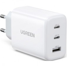 Зарядний пристрій Ugreen 3xUSB 65 W (2xType-C+USB QC3.0) Fast Charger White CD275 (90496) - Фото