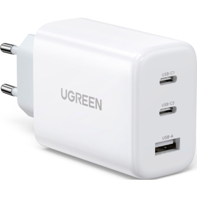 Зарядний пристрій Ugreen 3xUSB 65 W (2xType-C+USB QC3.0) Fast Charger White CD275 (90496)