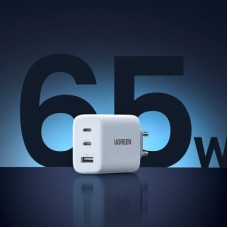 Зарядний пристрій Ugreen 3xUSB 65 W (2xType-C+USB QC3.0) Fast Charger White CD275 (90496) - Фото