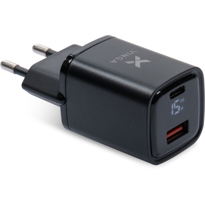 Зарядний пристрій Vinga USB-C PD30W + USB-A QC30W Display 33 W Max (VCR30ACDB)