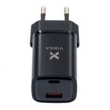 Зарядний пристрій Vinga USB-C PD30W + USB-A QC30W Display 33 W Max (VCR30ACDB) - Фото