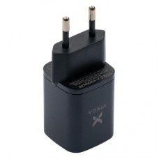 Зарядний пристрій Vinga USB-C PD30W + USB-A QC30W Display 33 W Max (VCR30ACDB) - Фото