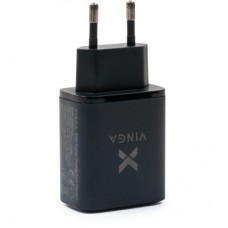 Зарядное устройство Vinga 2xUSB-C PD30W + USB-A QC30W Display 30W Max (VCR30ACCDB) - Фото