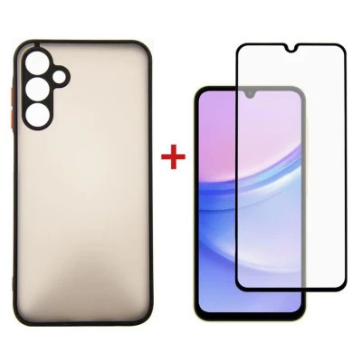 Чохол для мобільного телефона Dengos Kit for Samsung Galaxy A15 case + glass (Black) (DG-KM-69)