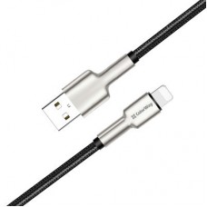 Дата кабель USB 2.0 AM to Lightning 1.0m head metal black ColorWay (CW-CBUL046-BK) - Фото