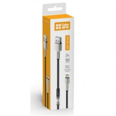 Дата кабель USB 2.0 AM to Lightning 1.0m head metal black ColorWay (CW-CBUL046-BK) - Фото