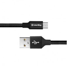 Дата кабель USB 2.0 AM to Micro 5P 0.25m black ColorWay (CW-CBUM048-BK) - Фото