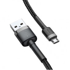 Дата кабель USB 2.0 AM to Micro 5P 0.5m Cafule 2.4A Black-Grey Baseus (CAMKLF-AG1) - Фото