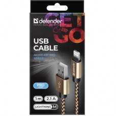 Дата кабель USB 2.0 AM to Lightning 1.0m gold Defender (87806) - Фото