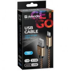 Дата кабель USB 2.0 AM to Micro 5P 1.0m USB08-03T gold Defender (87800) - Фото