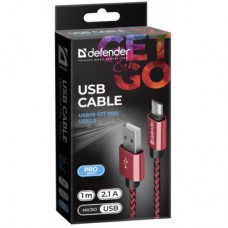 Дата кабель USB 2.0 AM to Micro 5P 1.0m USB08-03T red Defender (87801) - Фото