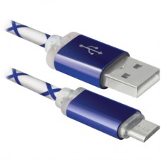 Дата кабель USB08-03LT USB — Micro USB, BluelED backlight, 1m Defender (87555)