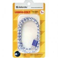 Дата кабель USB08-03LT USB — Micro USB, BluelED backlight, 1m Defender (87555) - Фото