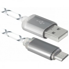 Дата кабель USB08-03LT USB — Micro USB, GrayLED backlight, 1m Defender (87554)