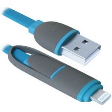 Дата кабель USB10-03BP USB — Micro USB/Lightning, blue, 1 m Defender (87487)