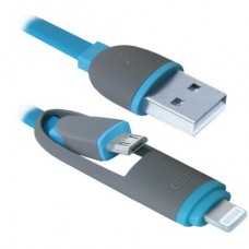 Дата кабель USB10-03BP USB — Micro USB/Lightning, blue, 1 m Defender (87487) - Фото
