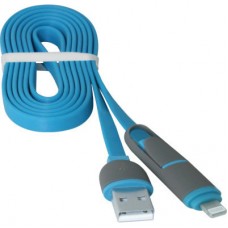 Дата кабель USB10-03BP USB — Micro USB/Lightning, blue, 1 m Defender (87487) - Фото