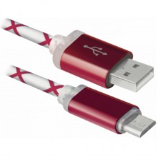 Дата кабель USB08-03LT USB — Micro USB, RedLED backlight, 1m Defender (87556)