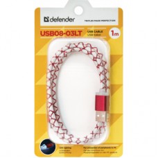 Дата кабель USB08-03LT USB — Micro USB, RedLED backlight, 1m Defender (87556) - Фото