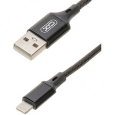 Дата кабель USB 2.0 AM to Lightning 1.0m NB143 Braided Black XO (XO-NB143i1-BK) - Фото