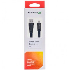 Дата кабель USB 2.0 AM to Micro 5P 1.0m black Grand-X (FM09) - Фото