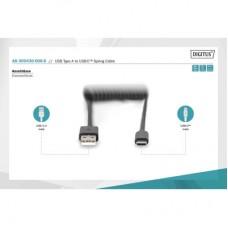 Дата кабель USB 2.0 AM to Type-C 1.0m (0.32m) spiral black Digitus (AK-300430-006-S) - Фото