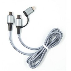 Дата кабель USB-C to USB-C/Lightning 1.0m gray Dengos (NTK-TC-TCL-GREY) - Фото