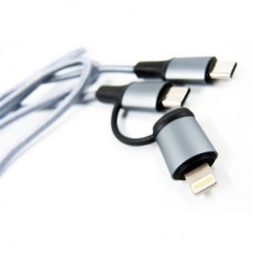 Дата кабель USB-C to USB-C/Lightning 1.0m gray Dengos (NTK-TC-TCL-GREY) - Фото