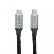 Дата кабель USB-C to USB-C 1.0m 10 Gbps, 100 W, 20 V / 5 A, 4K / 60HZ USB3.1 PowerPlant (CA913312) - Фото