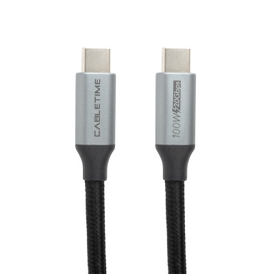 Дата кабель USB-C to USB-C 1.0m 10 Gbps, 100 W, 20 V / 5 A, 4K / 60HZ USB3.1 PowerPlant (CA913312)