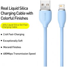 Дата кабель USB 2.0 AM to Lightning 1.2m 2.4A Jelly Liquid Silica Gel Blue Baseus (CAGD000003) - Фото