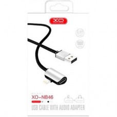 Дата кабель NB46 2in1 USB - Lightning + Lightning Audio 2.4А 1.0m Silver XoKo (XO-NB46) - Фото
